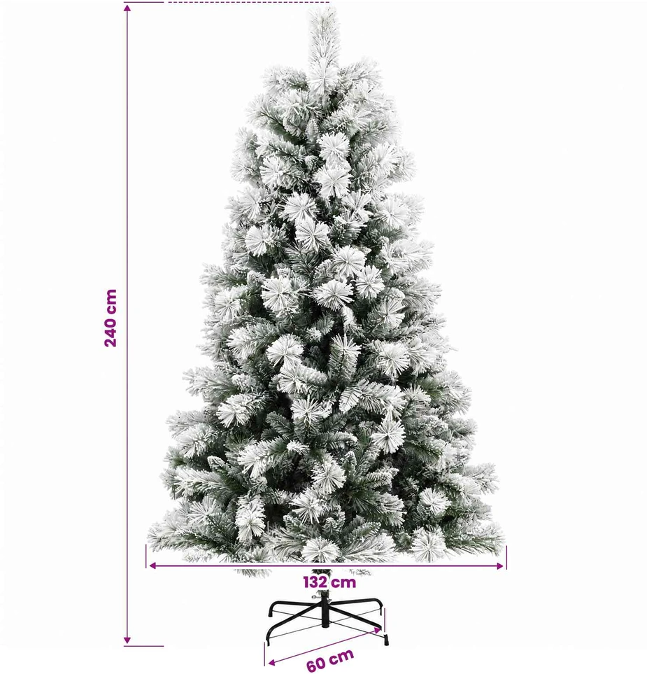 Dirbtinė eglutė su lankstomomis šakomis ir bumbulais 240 cm