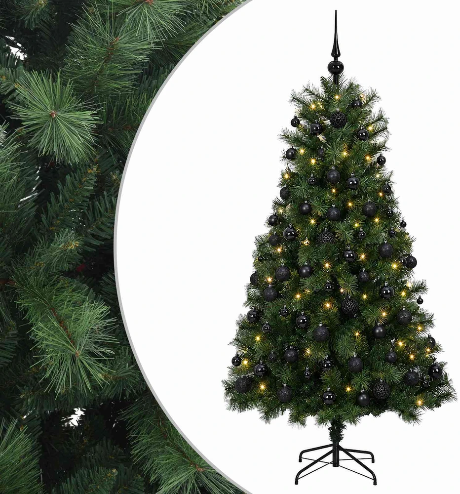 Dirbtinė eglutė su lankstomomis šakomis ir bumbulais 150 cm