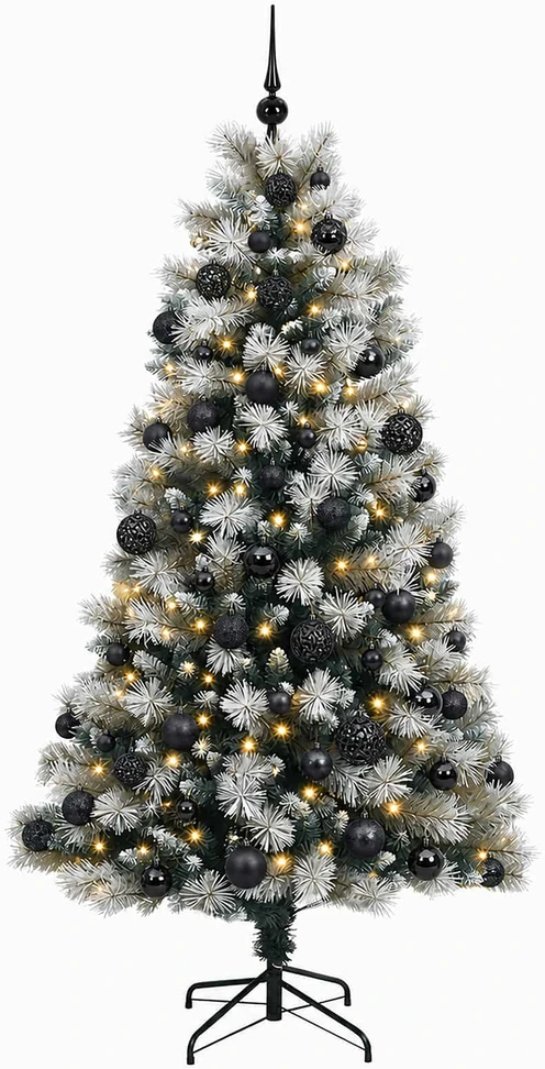 Dirbtinė eglutė su lankstomomis šakomis ir bumbulais 210 cm