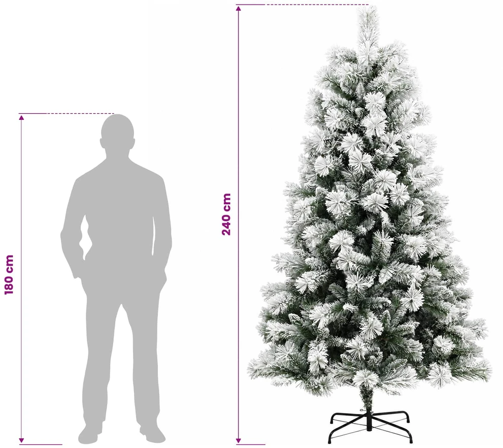 Dirbtinė eglutė su lankstomomis šakomis ir bumbulais 240 cm