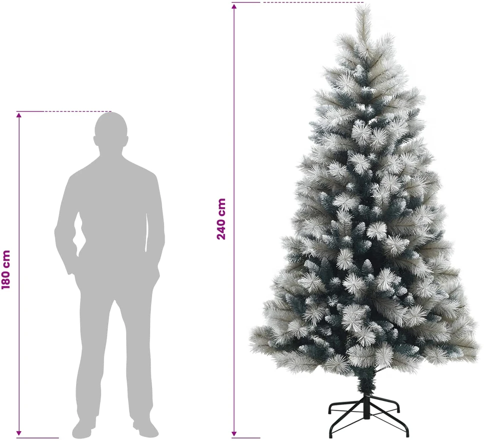 Dirbtinė eglutė su lankstomomis šakomis ir bumbulais 240 cm