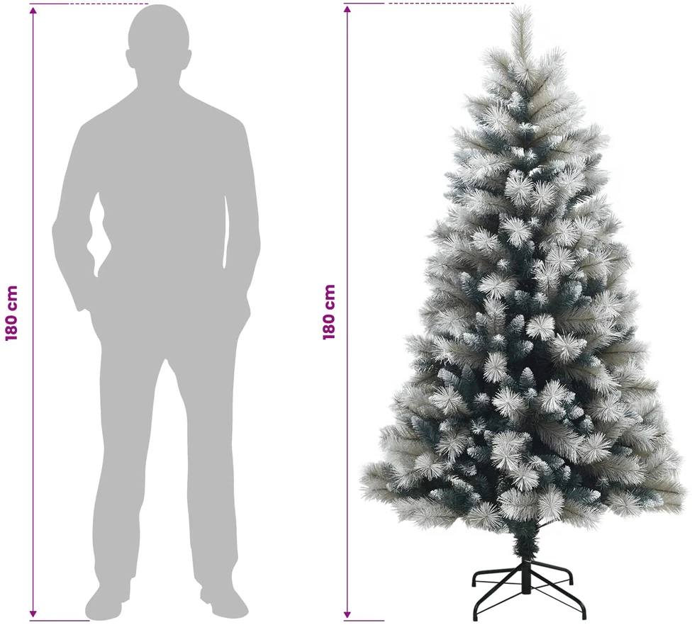 Dirbtinė eglutė su lankstomomis šakomis ir bumbulais 180 cm