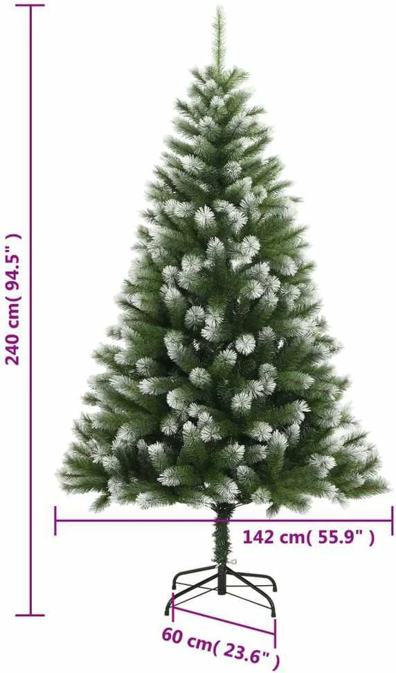 Dirbtinė eglutė su šarnyrinėmis šakomis, 240cm, dengta sniegu