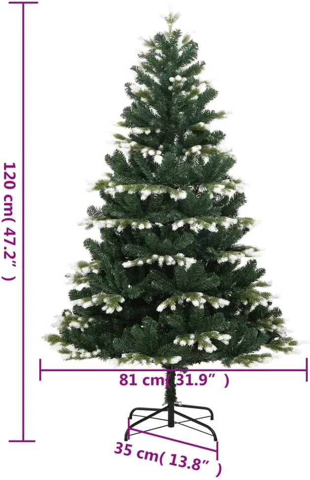 Dirbtinė eglutė su šarnyrinėmis šakomis, 120cm, dengta sniegu