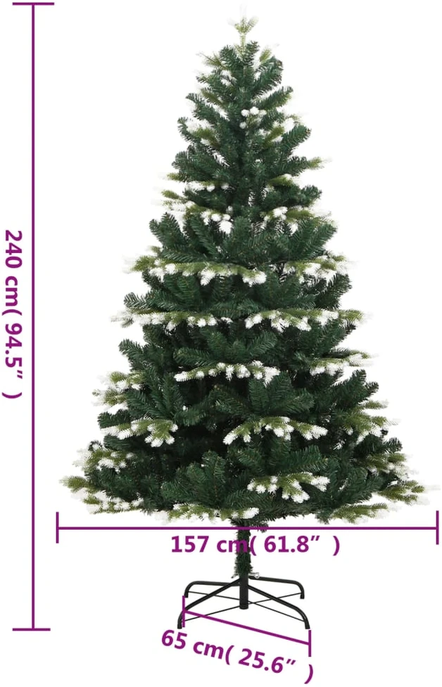 Dirbtinė eglutė su šarnyrinėmis šakomis, 240cm, dengta sniegu