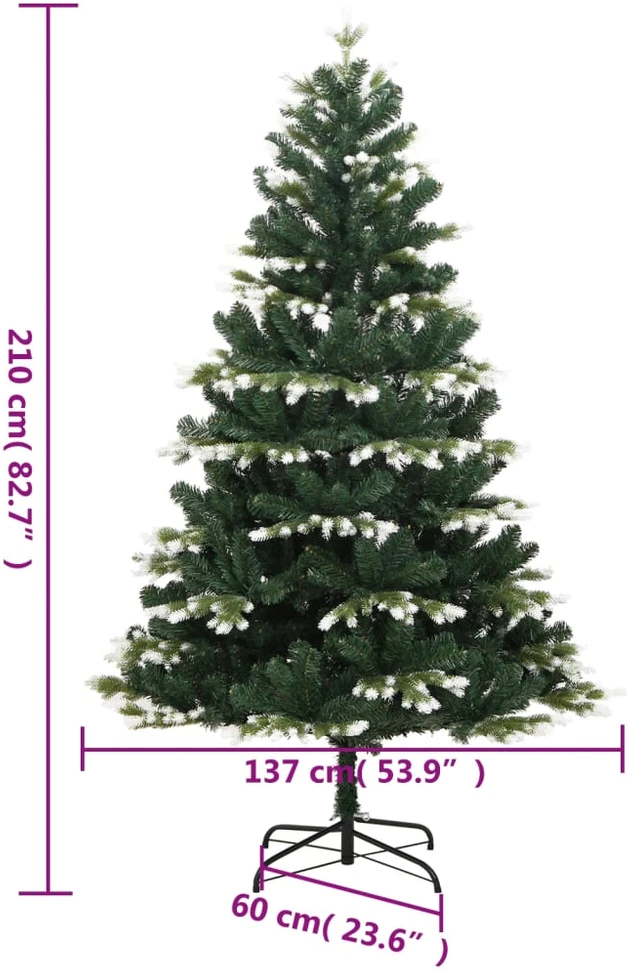 Dirbtinė eglutė su šarnyrinėmis šakomis, 210cm, dengta sniegu
