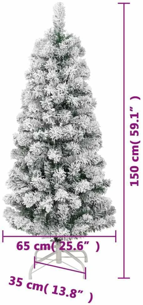 Dirbtinė eglutė su šarnyrinėmis šakomis, 150cm, dengta sniegu