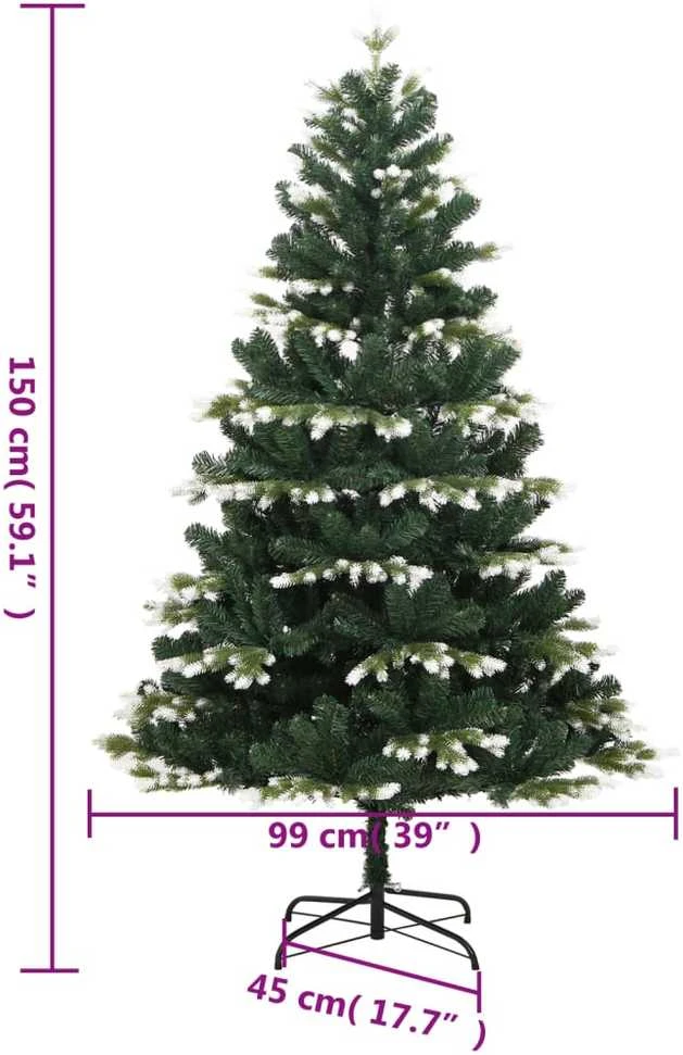 Dirbtinė eglutė su šarnyrinėmis šakomis, 150cm, dengta sniegu