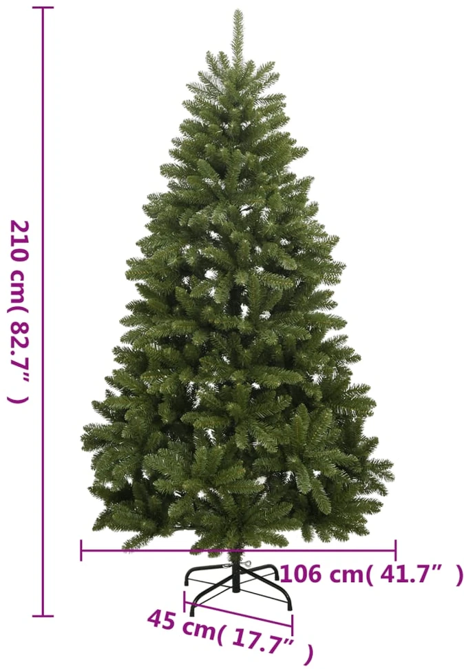 Dirbtinė eglutė su šarnyrinėmis šakomis/stovu, žalia, 210cm