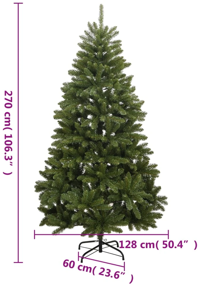 Dirbtinė eglutė su šarnyrinėmis šakomis/stovu, žalia, 270cm