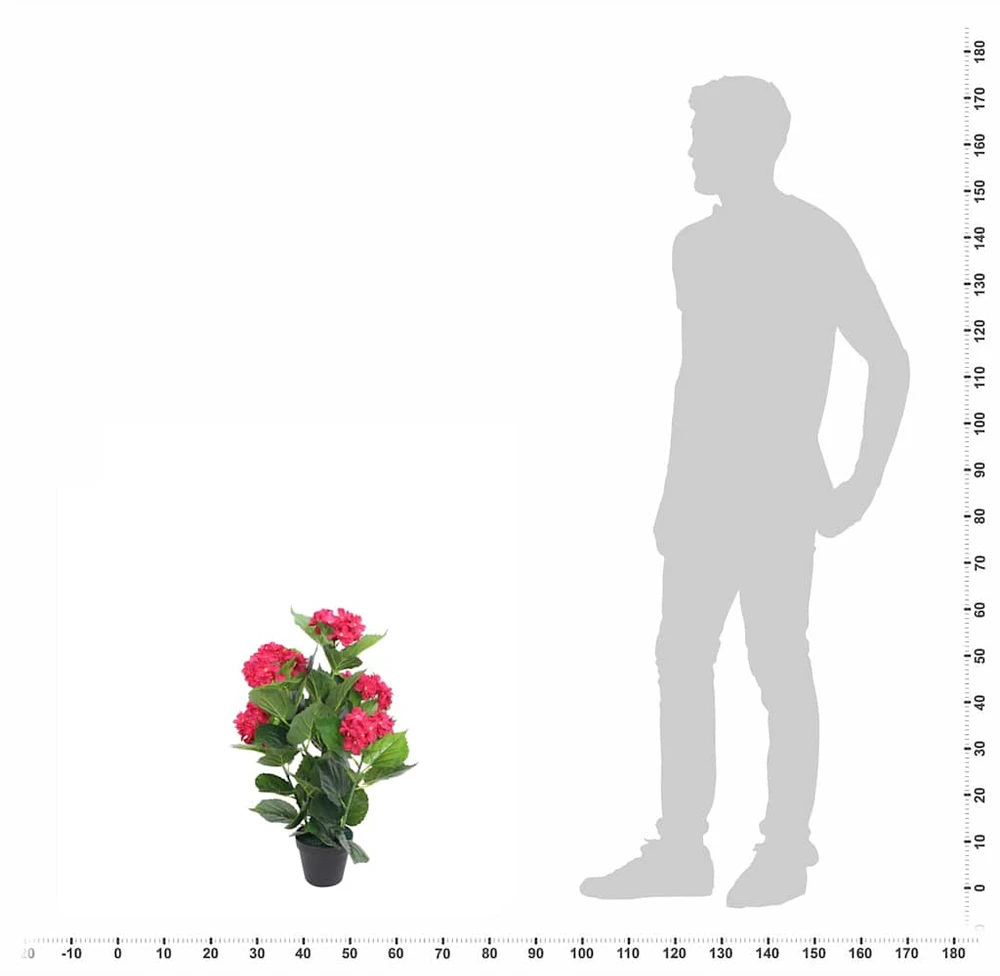 Dirbtinė hortenzija su vazonu, 60 cm, raudona