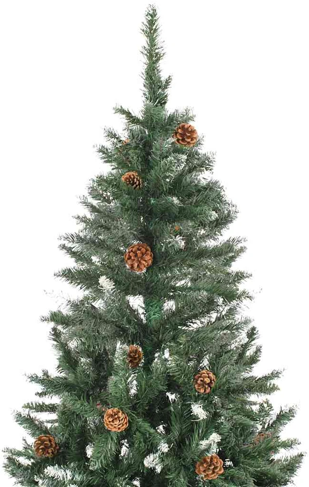 Dirbtinė kalėdinė eglutė su kankorėžiais ir baltu blizg., 150cm