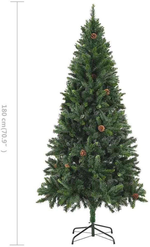 Dirbtinė kalėdinė eglutė su kankorėžiais, žalios sp., 180 cm
