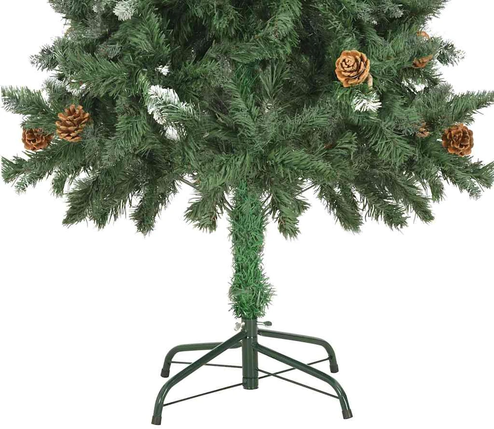 Dirbtinė kalėdinė eglutė su kankorėžiais ir baltu blizg., 150cm