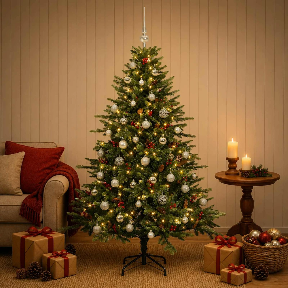 Dirbtinė kalėdinė eglutė su rutuliuku 120 cm 150 LED