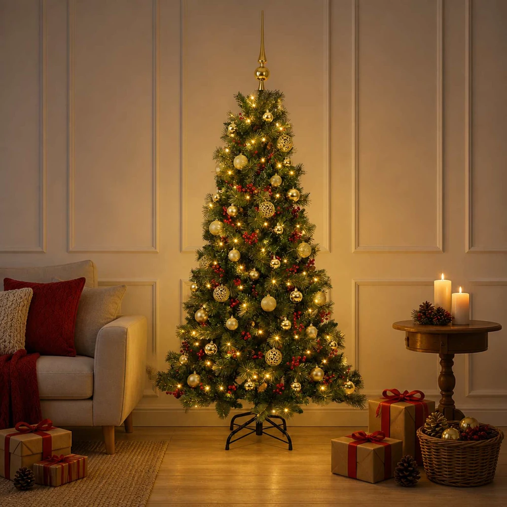 Dirbtinė kalėdinė eglutė su rutuliuku 120 cm 150 LED