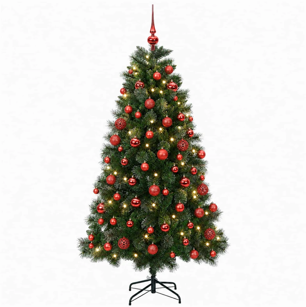 Dirbtinė kalėdinė eglutė su žaisliukais 210 cm 300 LED