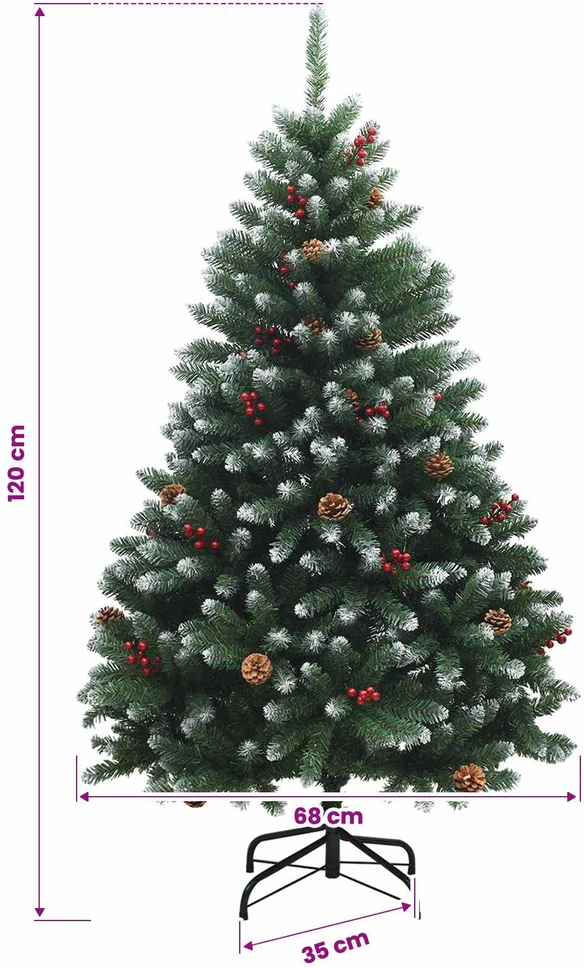Dirbtinė kalėdinė eglutė, žalia su žaisliukais 120 cm 150 LED