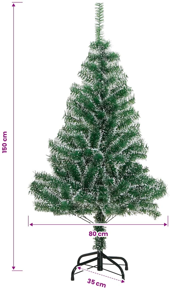 Artificial Christmas Tree Flocked Žalia ir balta 150 cm