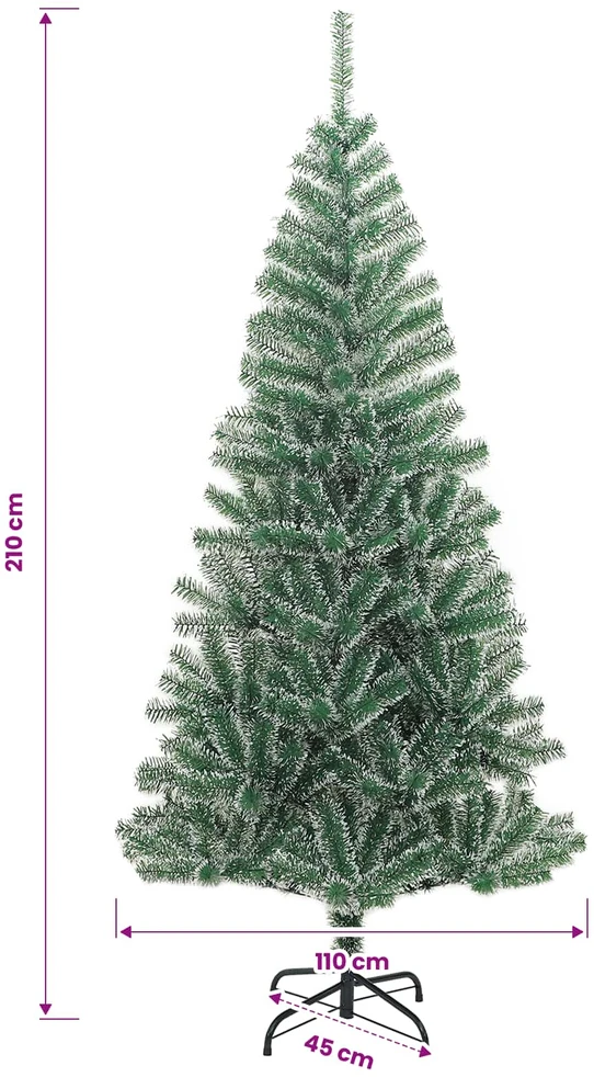 Artificial Christmas Tree Flocked Žalia ir balta 210 cm