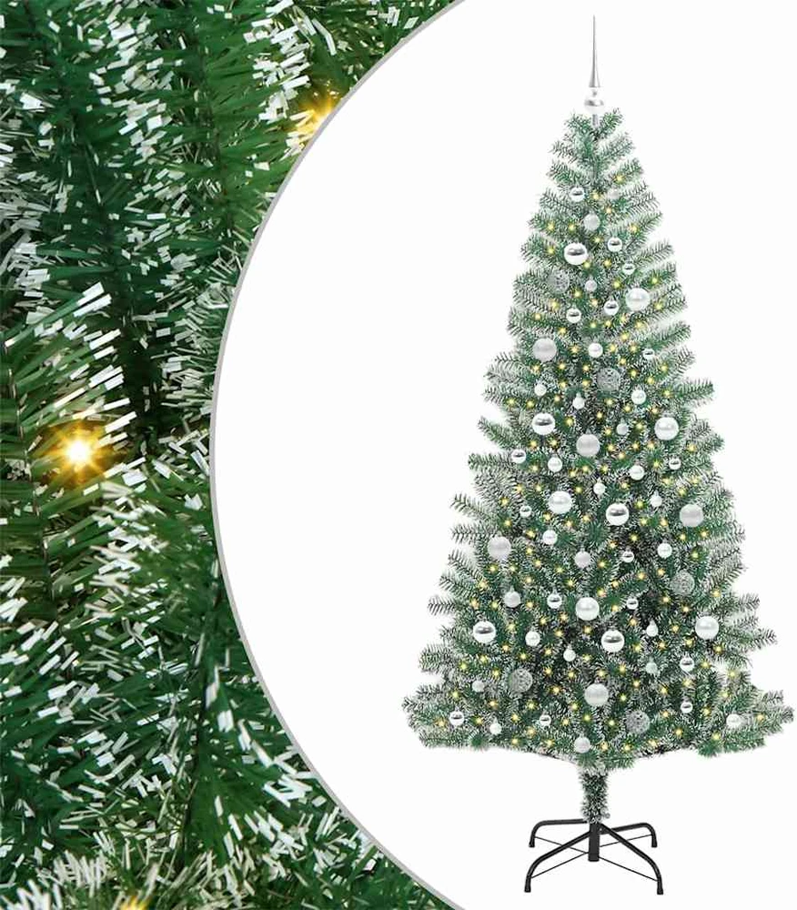 Artificial Christmas Tree Flocked Žalia ir balta 210 cm