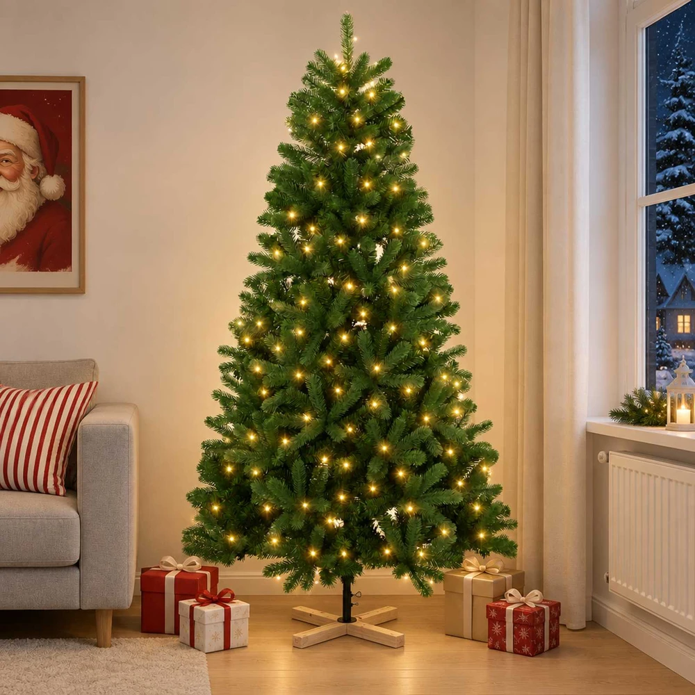 Dirbtinė Kalėdų eglutė 150 cm 150 LED Šilta balta PVC Žalia