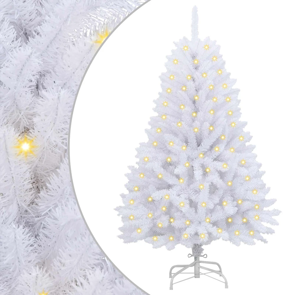 Dirbtinė Kalėdų eglutė 150 LED PVC ir Plienas Balta