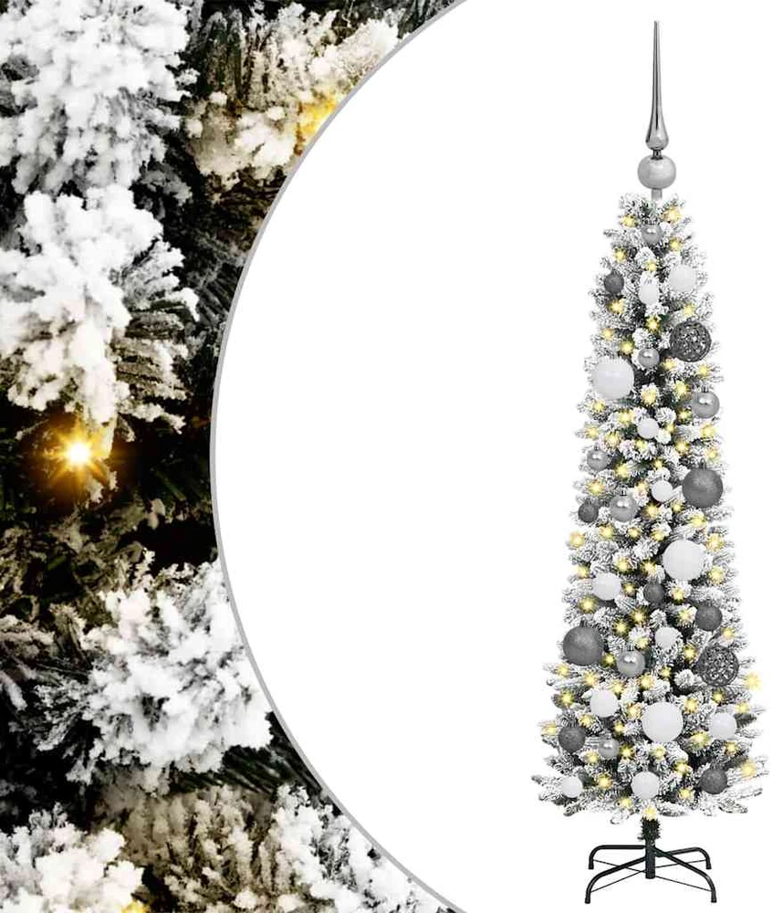 Dirbtinis lieknas Kalėdų medis 120 cm 150 LED Šilta balta