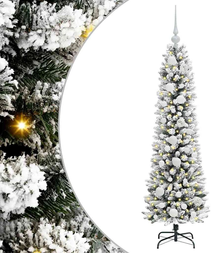Dirbtinis lieknas Kalėdų medis 120 cm 150 LED Šilta balta