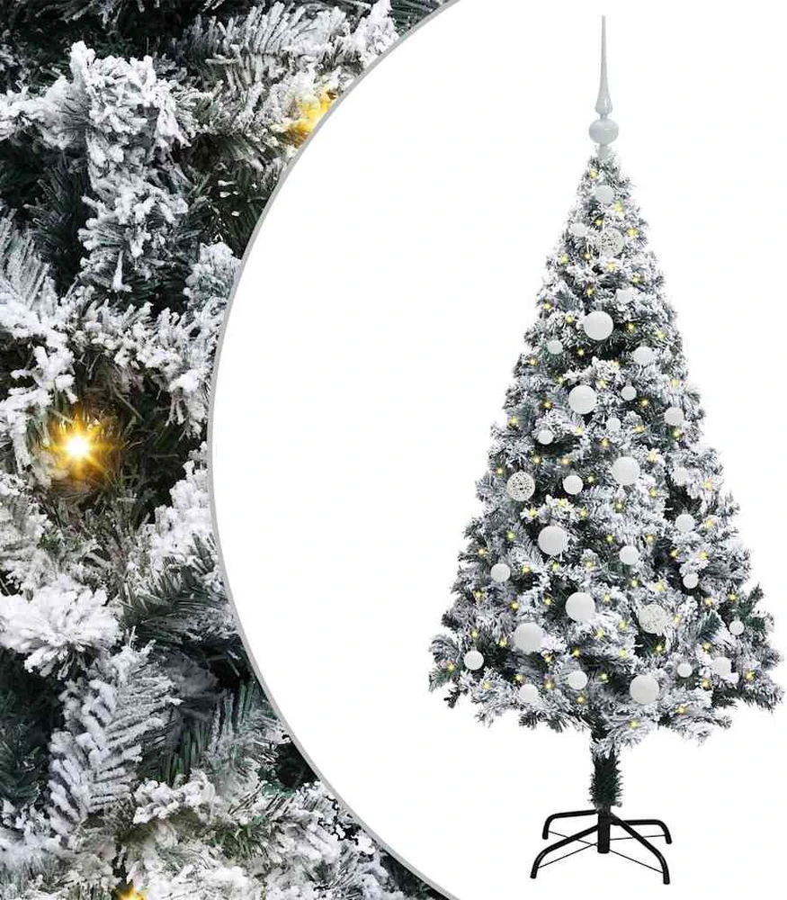 Dirbtinė Kalėdų eglutė Balta 150 cm PVC ir Plienas ir Plastikas