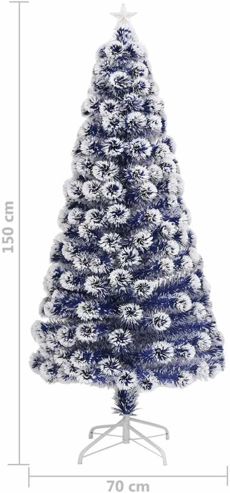 Dirbtinė Kalėdų eglutė, balta/mėlyna, 150cm, optinis pluoštas