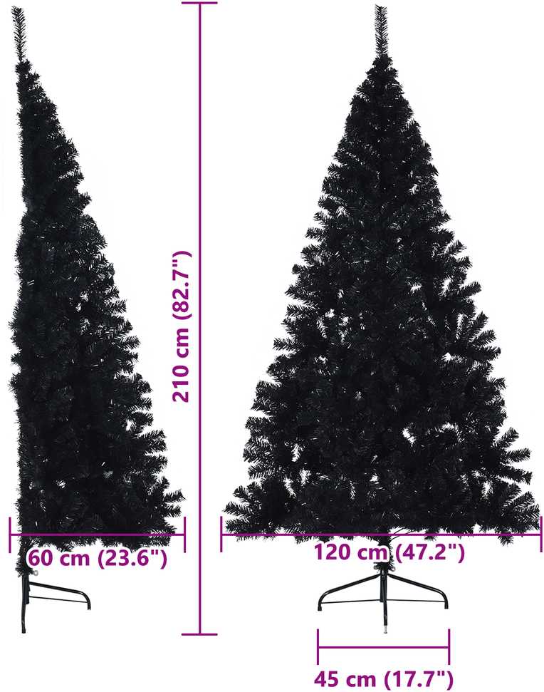 Dirbtinis prieššventinis eglutė su šviesomis Juoda 210 cm PVC