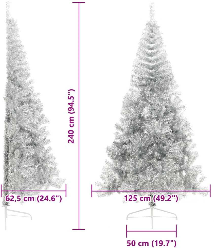 Dirbtinis prieššventinis eglutė su šviesomis Sidabro 240 cm PET