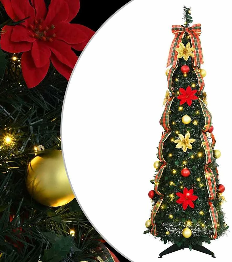 Dirbtinė Kalėdų eglutė su 100 LED s stovu Žalia 155 cm PVC