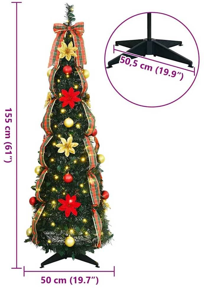 Dirbtinė Kalėdų eglutė su 100 LED s stovu Žalia 155 cm PVC