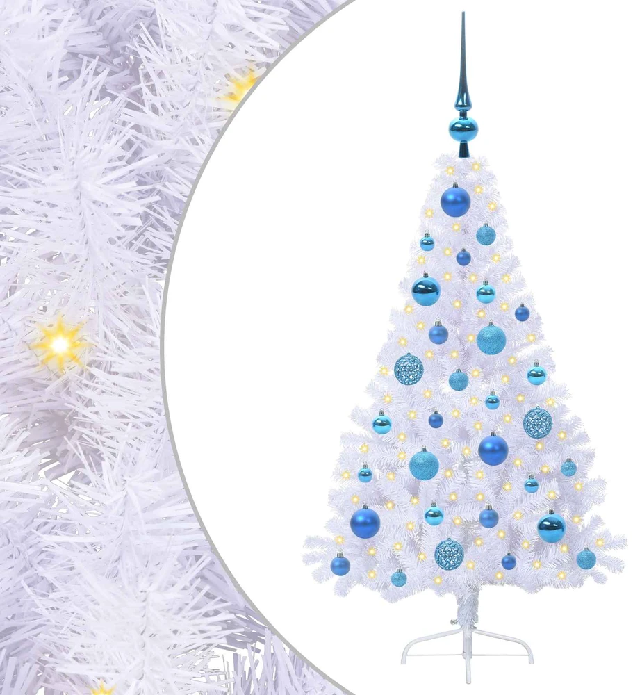 Dirbtinė Kalėdų eglutė su 150 LED Balta 120 cm PVC ir Plienas