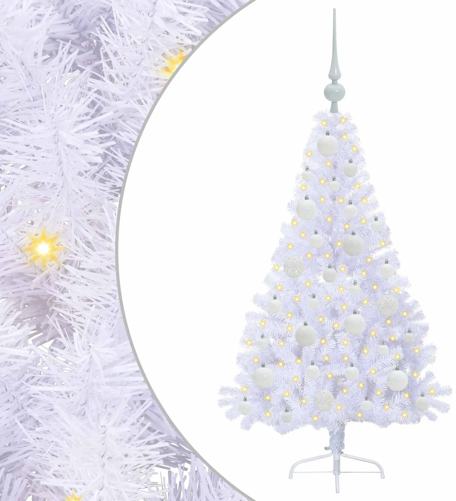 Dirbtinė Kalėdų eglutė su 150 LED Balta 120 cm PVC ir Plienas
