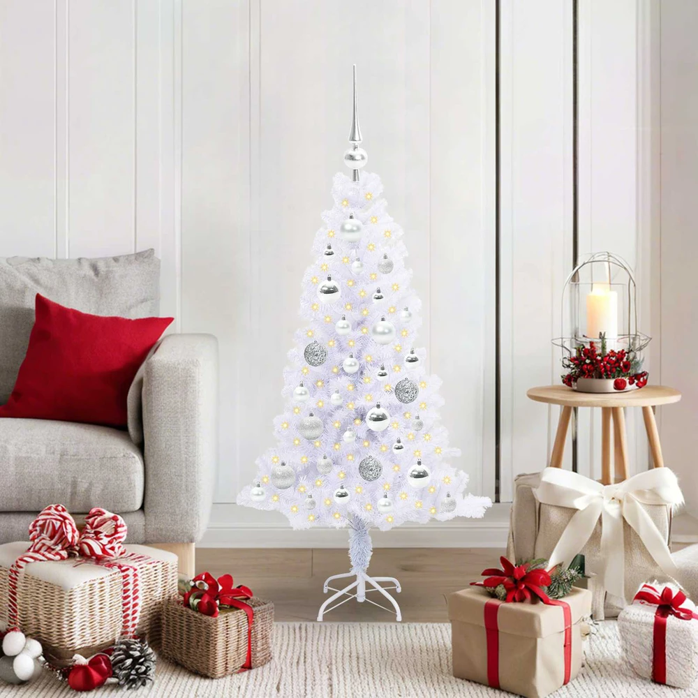 Dirbtinė Kalėdų eglutė su 150 LED Balta 120 cm PVC ir plienas