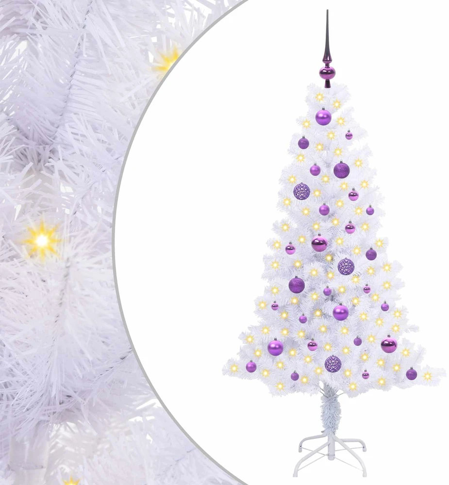 Dirbtinė Kalėdų eglutė su 150 LED Balta 150 cm PVC ir plienas