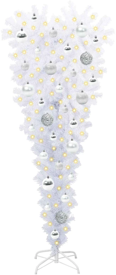 Dirbtinė Kalėdų eglutė su 150 LED Balta 120 cm PVC ir Plienas