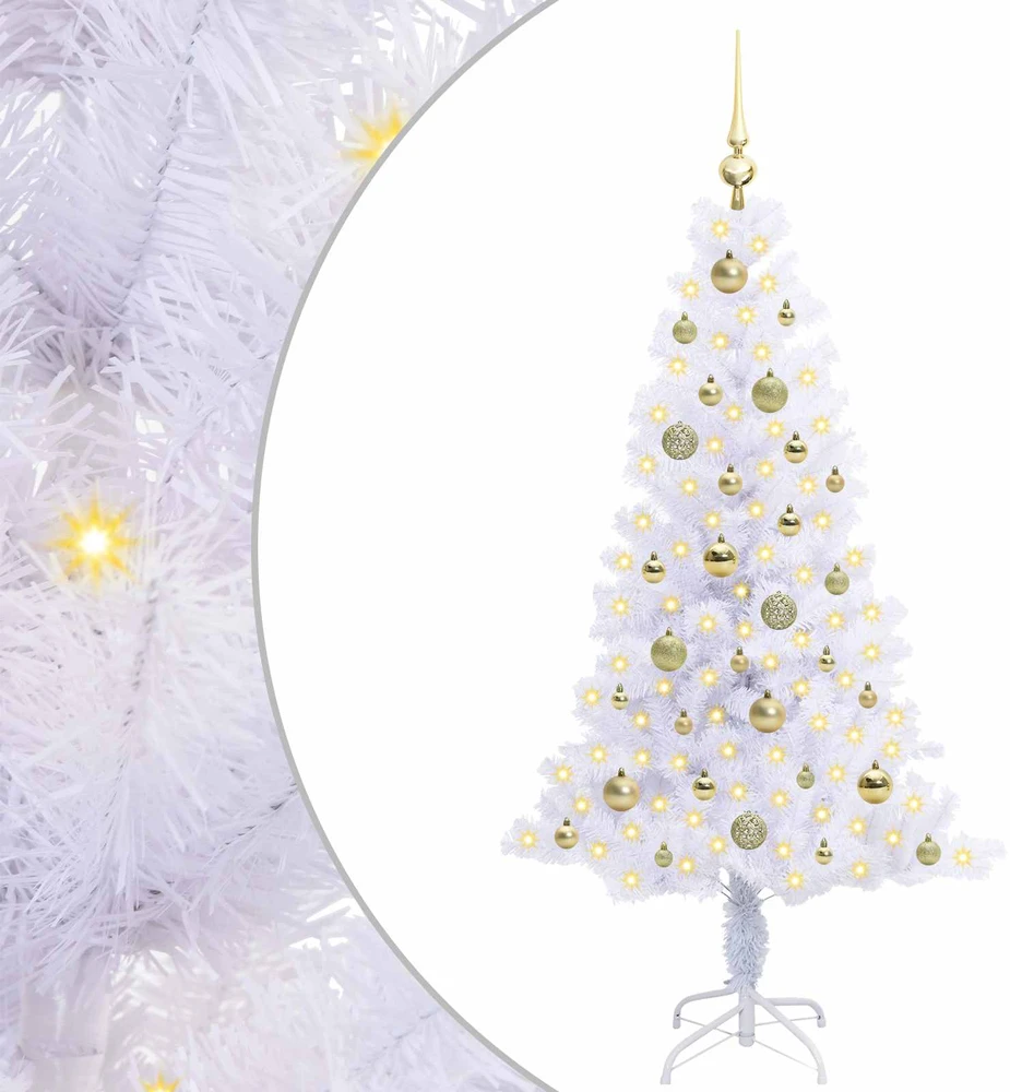 Dirbtinė Kalėdų eglutė su 150 LED Balta 150 cm PVC ir plienas