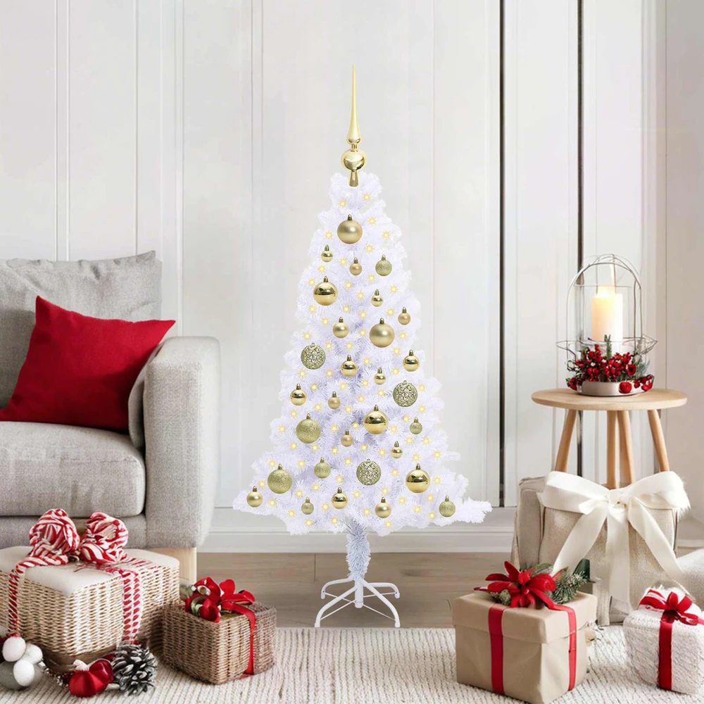 Dirbtinė Kalėdų eglutė su 150 LED Balta 120 cm PVC ir plienas