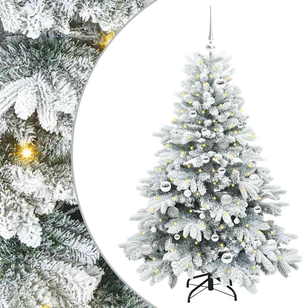 Dirbtinė Kalėdų eglutė su 150 LED Balta 150 cm PE ir PVC