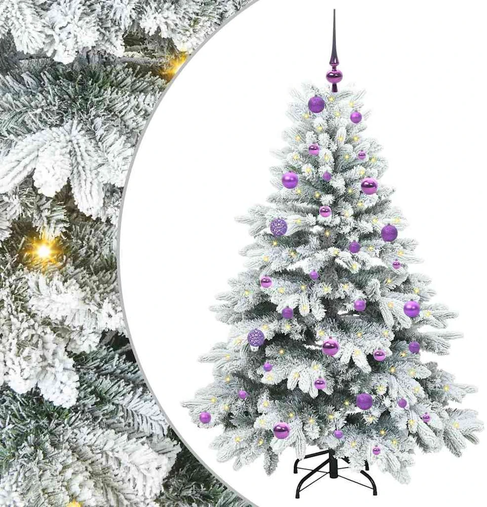 Dirbtinė Kalėdų eglutė su 150 LED Balta 150 cm PE ir PVC
