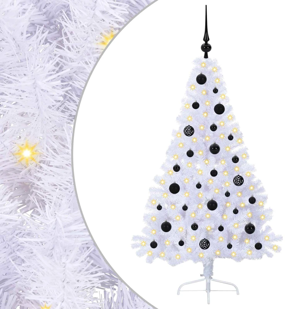 Dirbtinė Kalėdų eglutė su 150 LED Balta 150 cm PVC ir Plienas