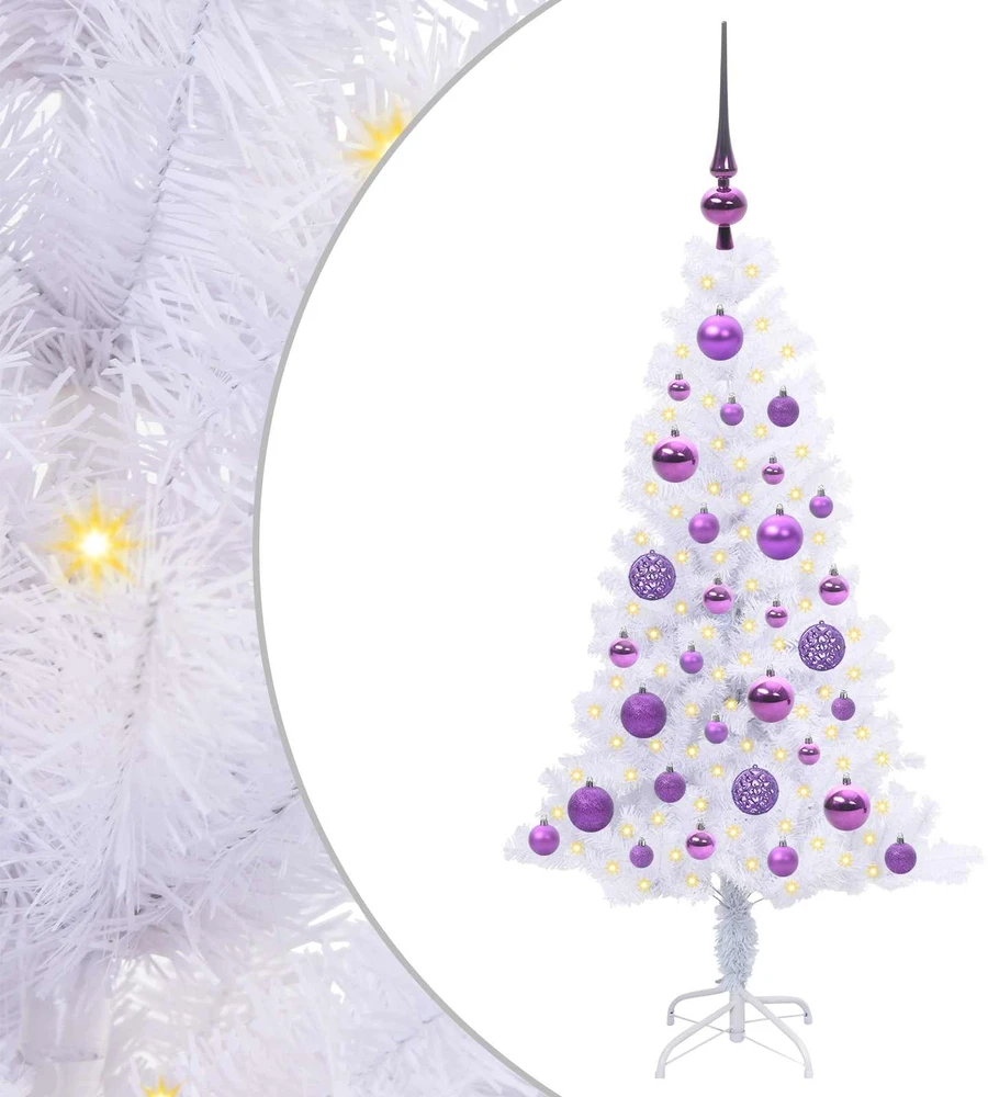 Dirbtinė Kalėdų eglutė su 150 LED Balta 120 cm PVC ir plienas