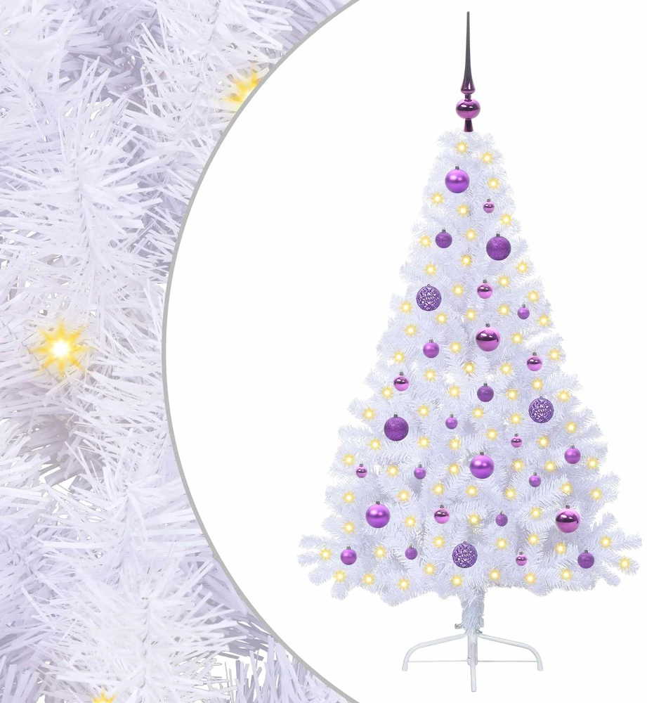 Dirbtinė Kalėdų eglutė su 150 LED Balta 150 cm PVC ir Plienas
