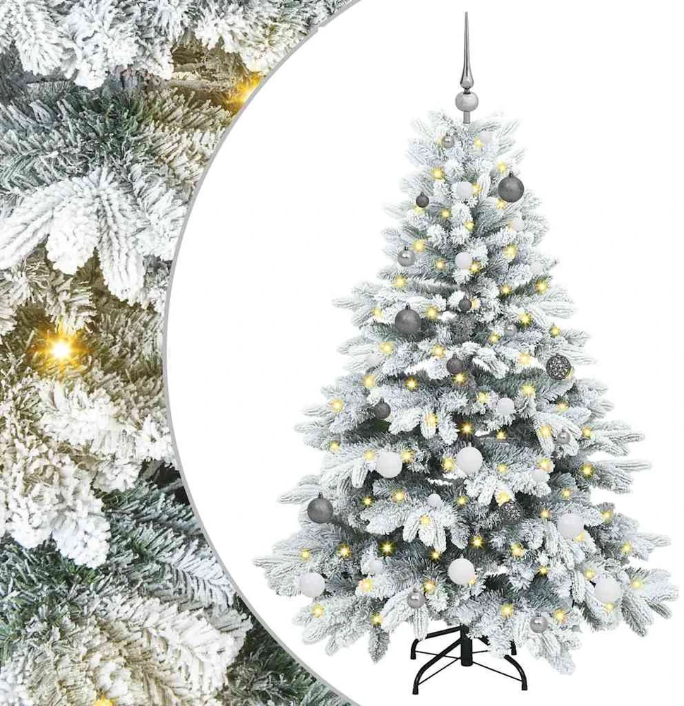 Dirbtinė Kalėdų eglutė su 150 LED Balta 150 cm PE ir PVC