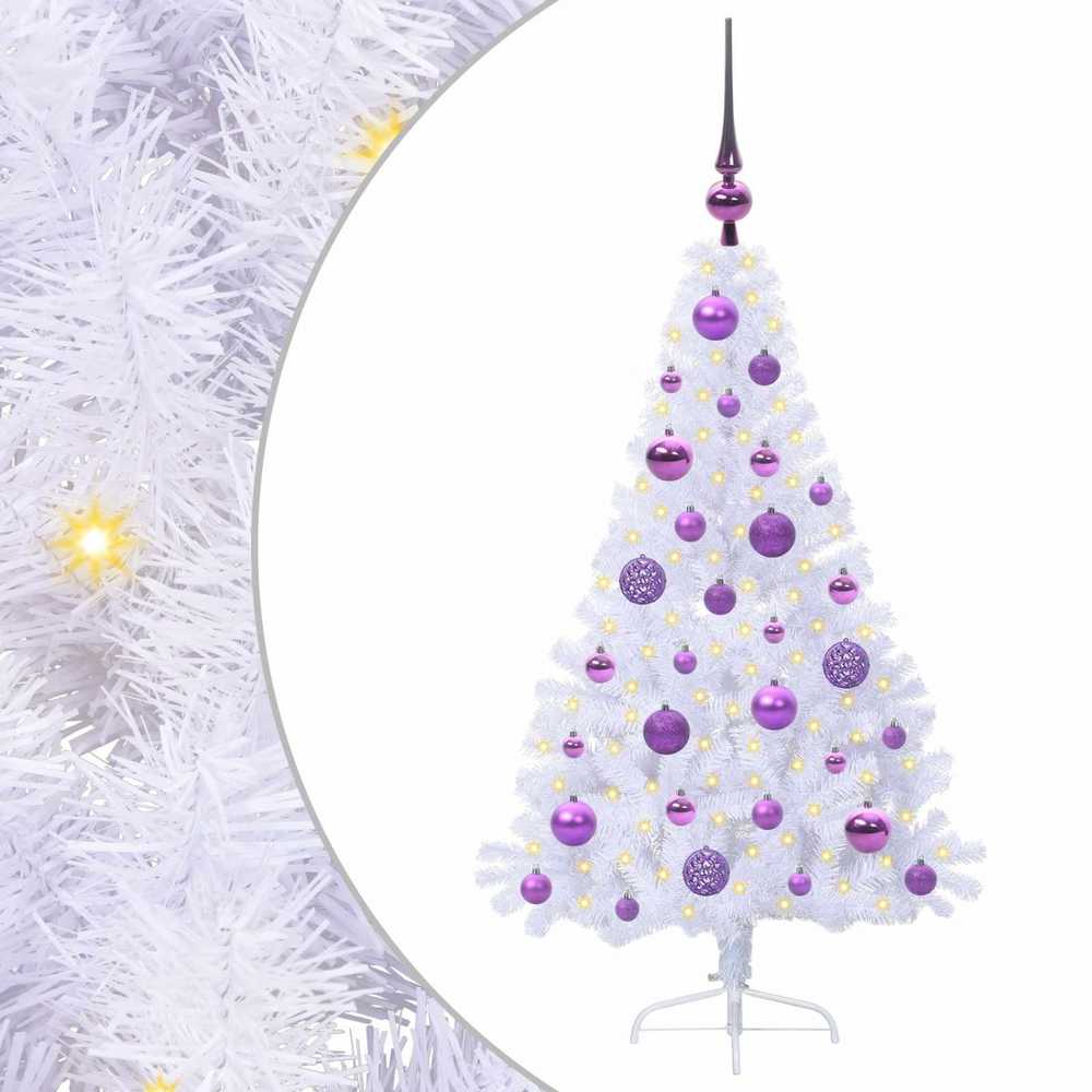 Dirbtinė Kalėdų eglutė su 150 LED Balta 120 cm PVC ir Plienas