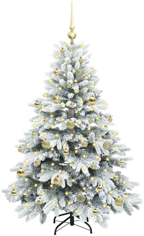 Dirbtinė Kalėdų eglutė su 150 LED Balta 150 cm PE ir PVC